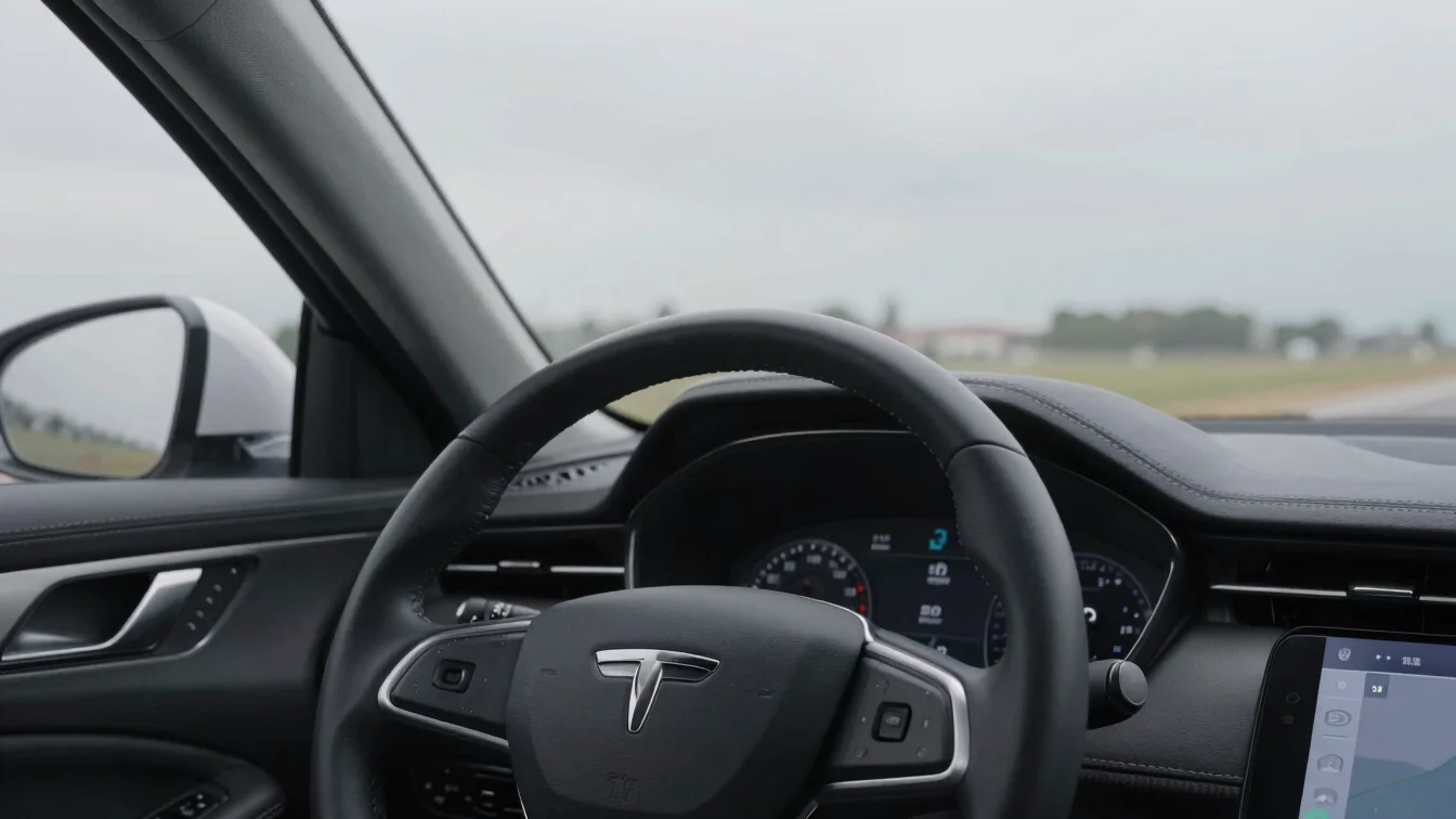 Close-up of a modern car dashboard, crisp studio lighting, deep charcoal tones.